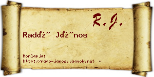 Radó János névjegykártya