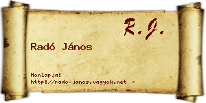 Radó János névjegykártya